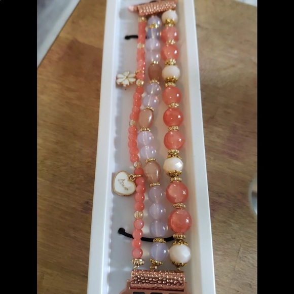 Apple Watch with Pink and Gold Beaded Strap - Picture 7 of 10